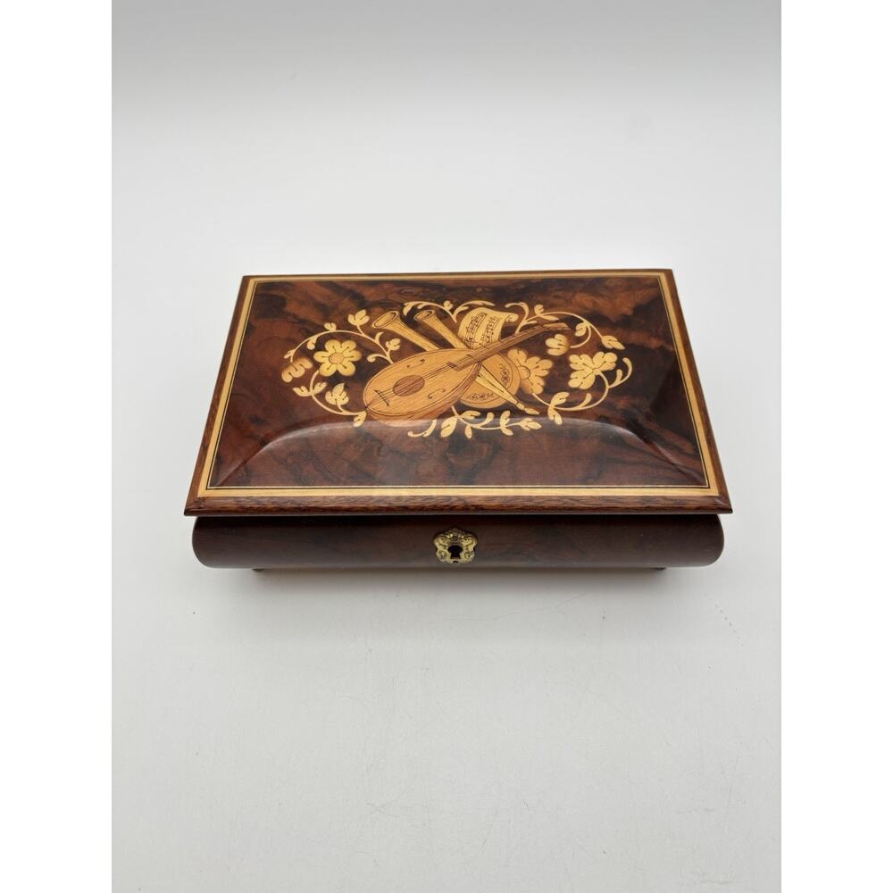 Vintage Sorrento Inlaid Wood Musical Jewelry Box Decorative Made In Italy VG +